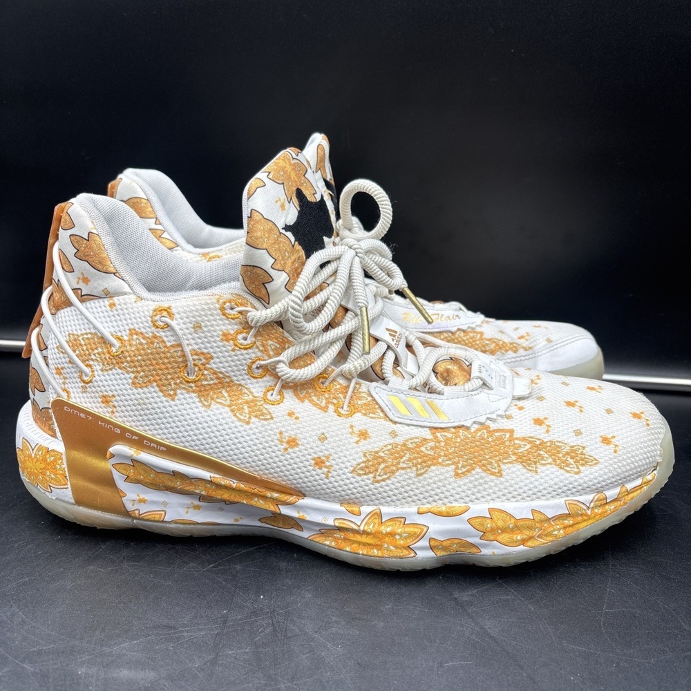 WWE Ric Flair x adidas DME 7 White Gold Metallic Mens Size 14 King Of Drip GUC